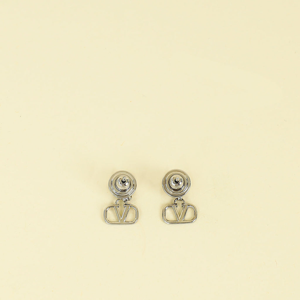 Valentino Silver Vlogo Earrings