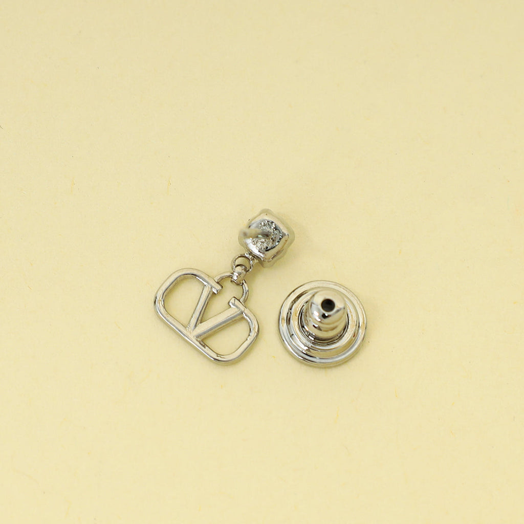 Valentino Silver Vlogo Earrings