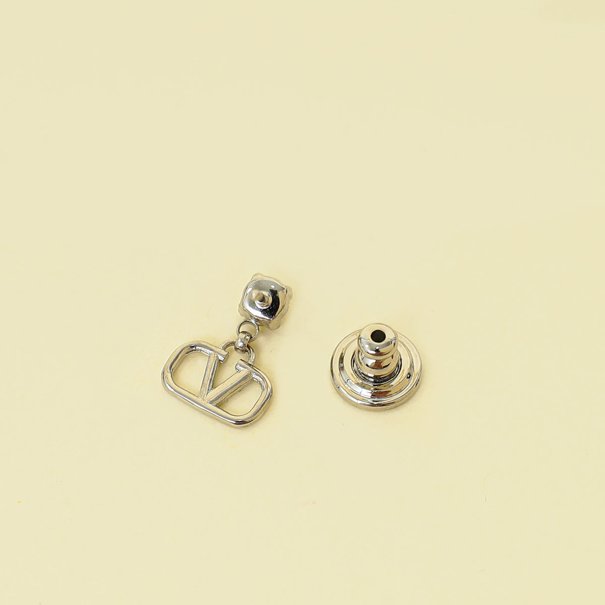Valentino Silver Tone Vlogo Drop Earrings