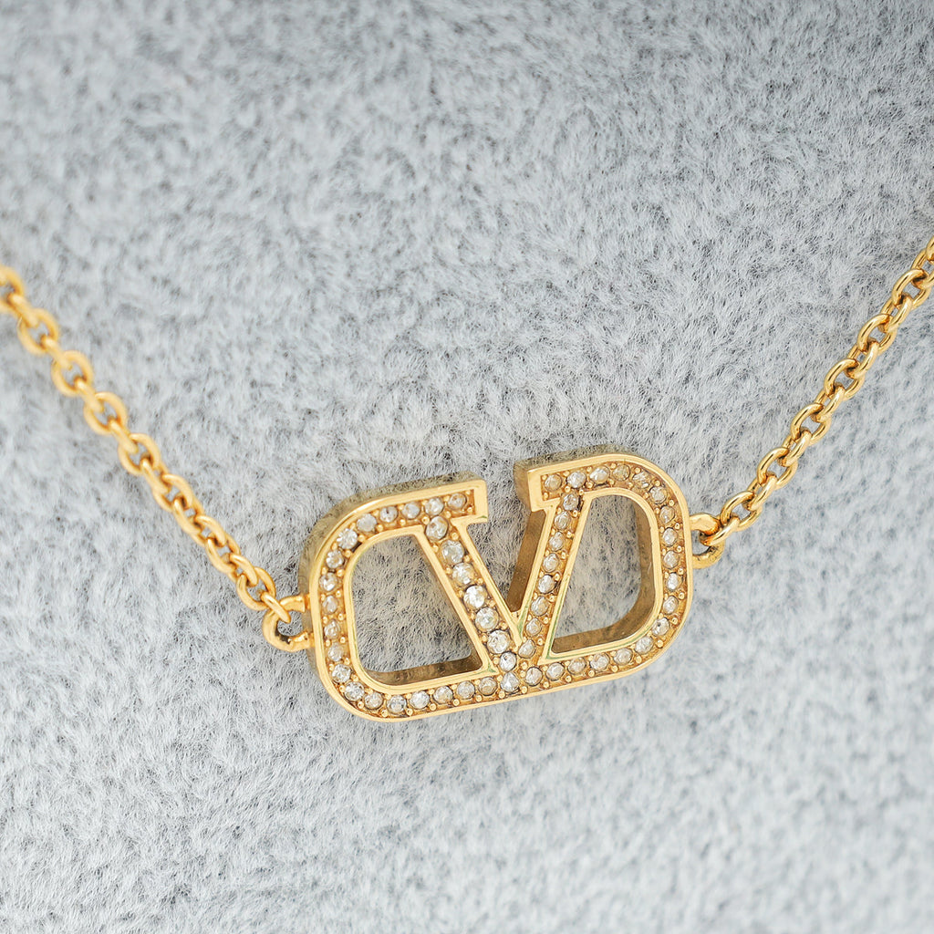 Valentino Gold Finish Vlogo Signature Necklace