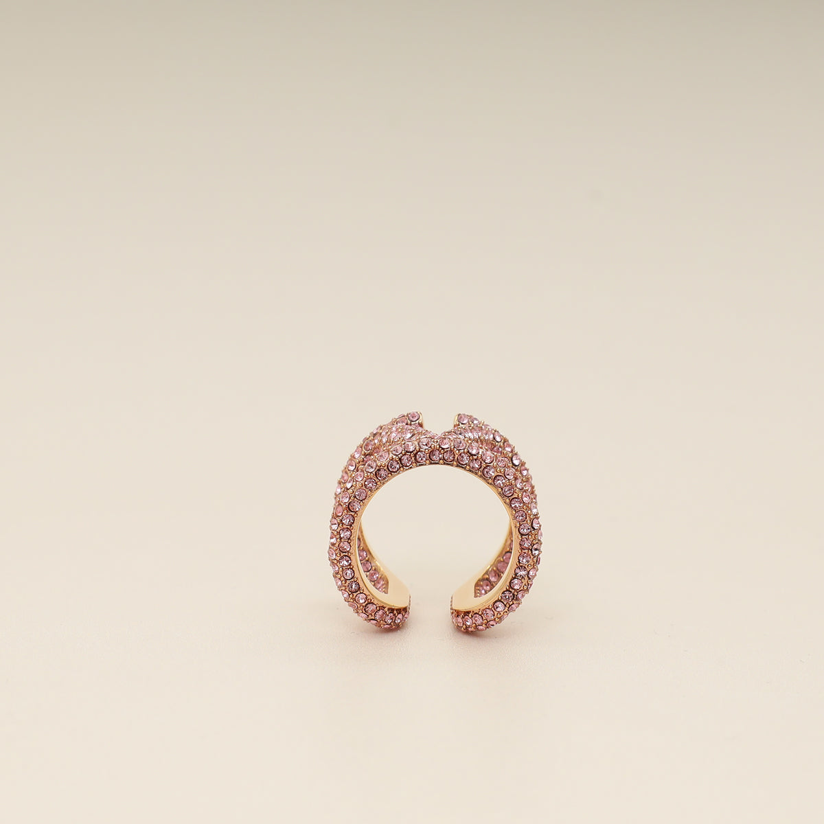 Valentino Gold VLogo Crystal Signature Ring 54