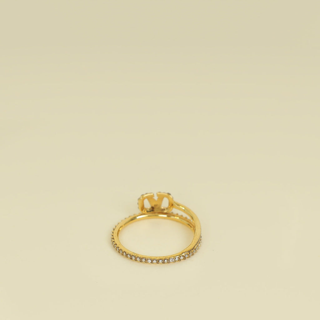 Valentino Gold VLOGO Signature Metal and Swarovski® Crystal Ring