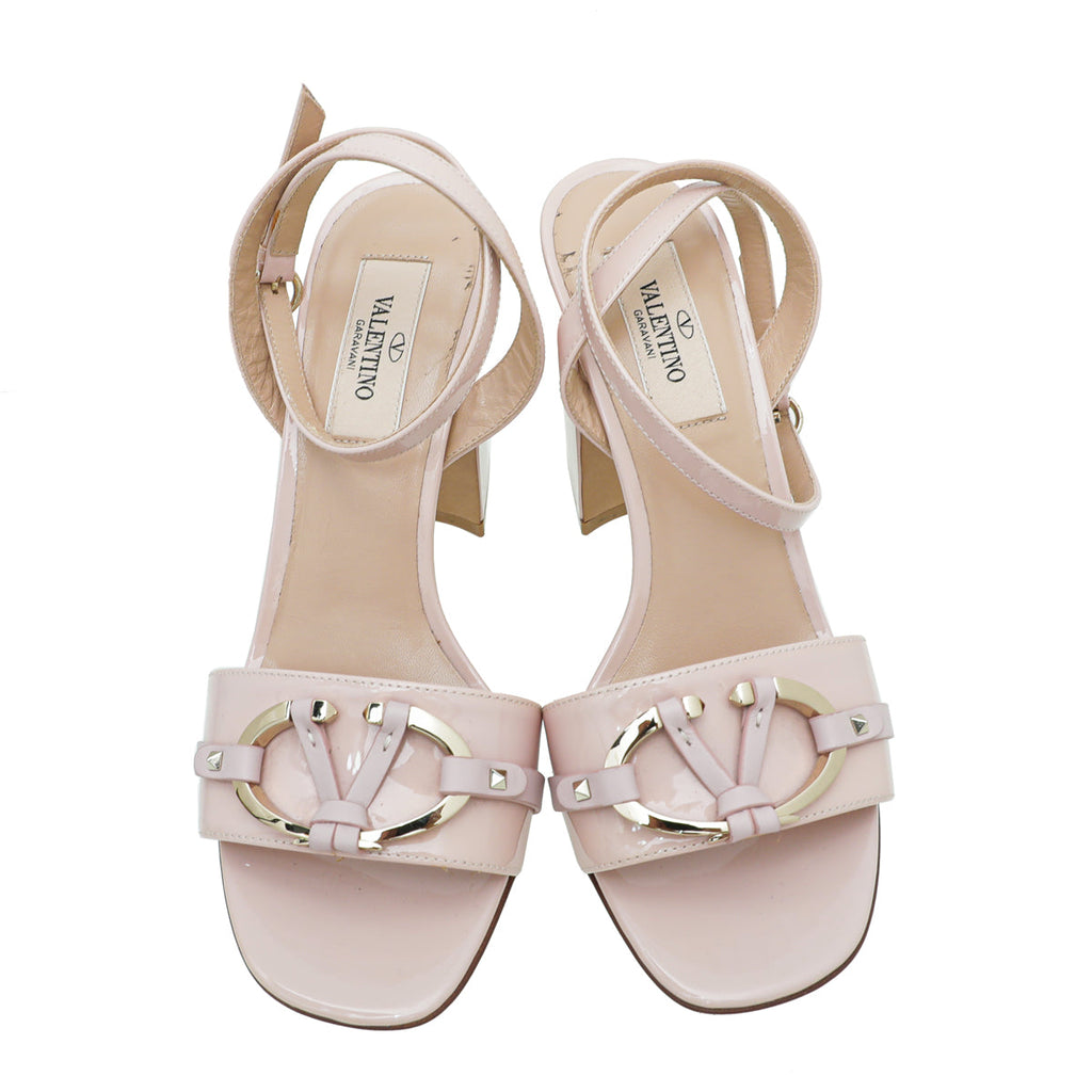 Valentino Pink V Logo Ankle Strap Sandal 35