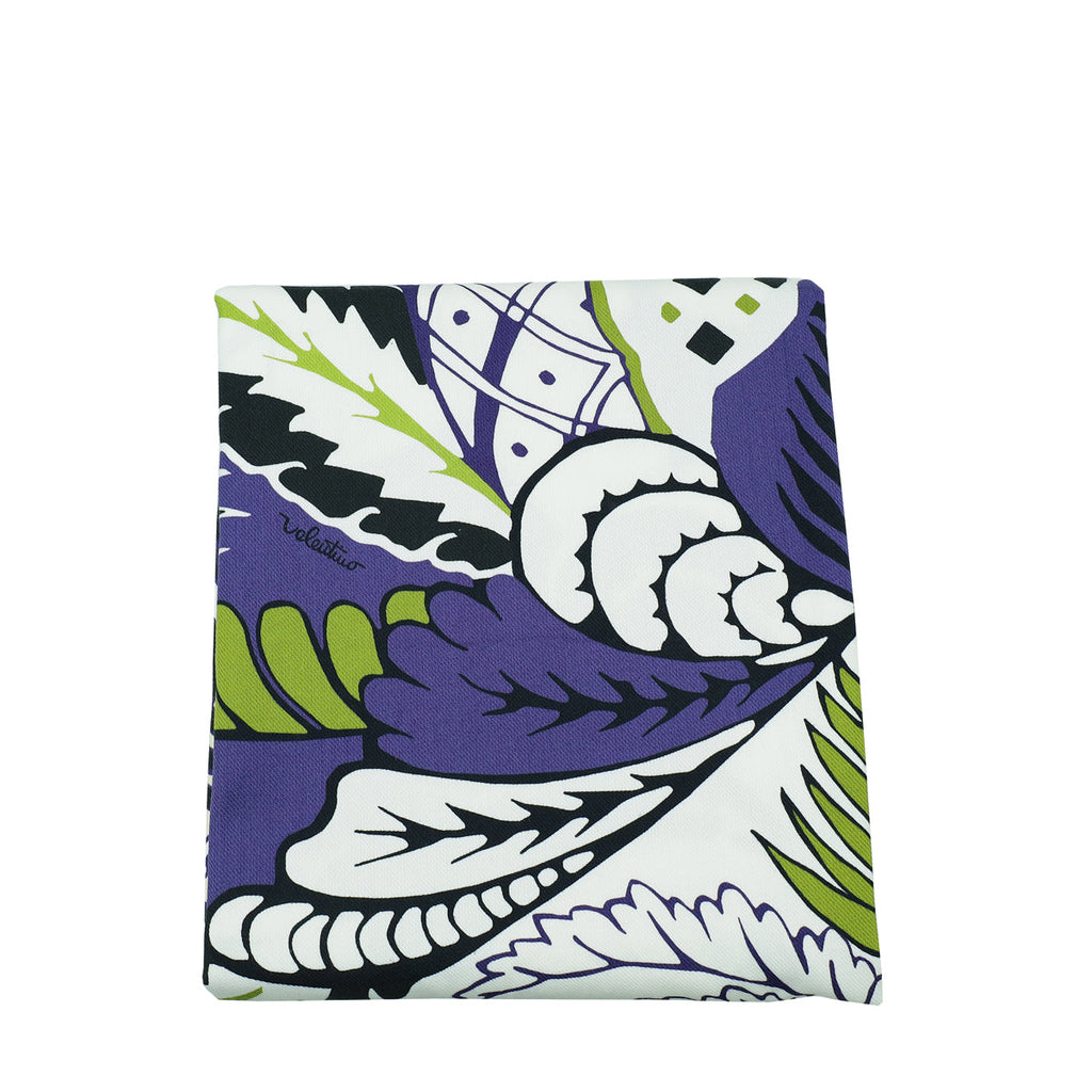 Valentino White Multicolor Fringed Floral Print Cotton-Twill Stole Scarf