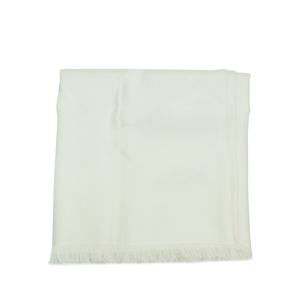 Valentino Cream VLogo Jacquard Silk Cashmere Shawl