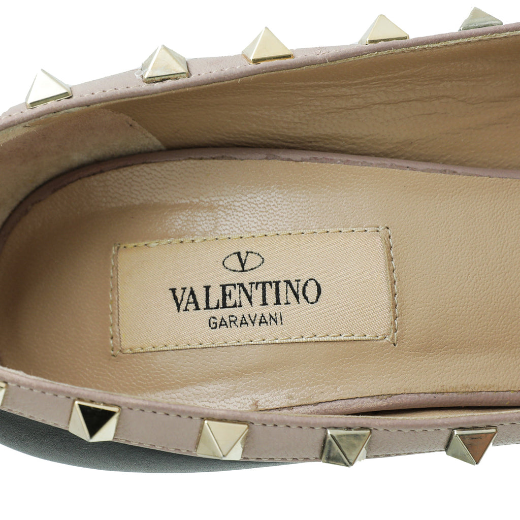 Valentino Bicolor Rockstud Crisscross Peep Toe Platform Pumps 38