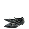 Valentino Black Rockstud Caged Ankle Strap Flat Ballerina 41