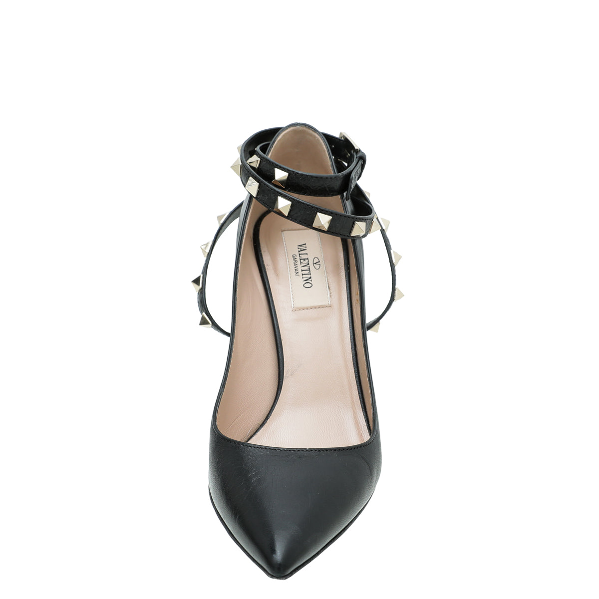 Valentino Black Rockstud Cross Strap Pump 36