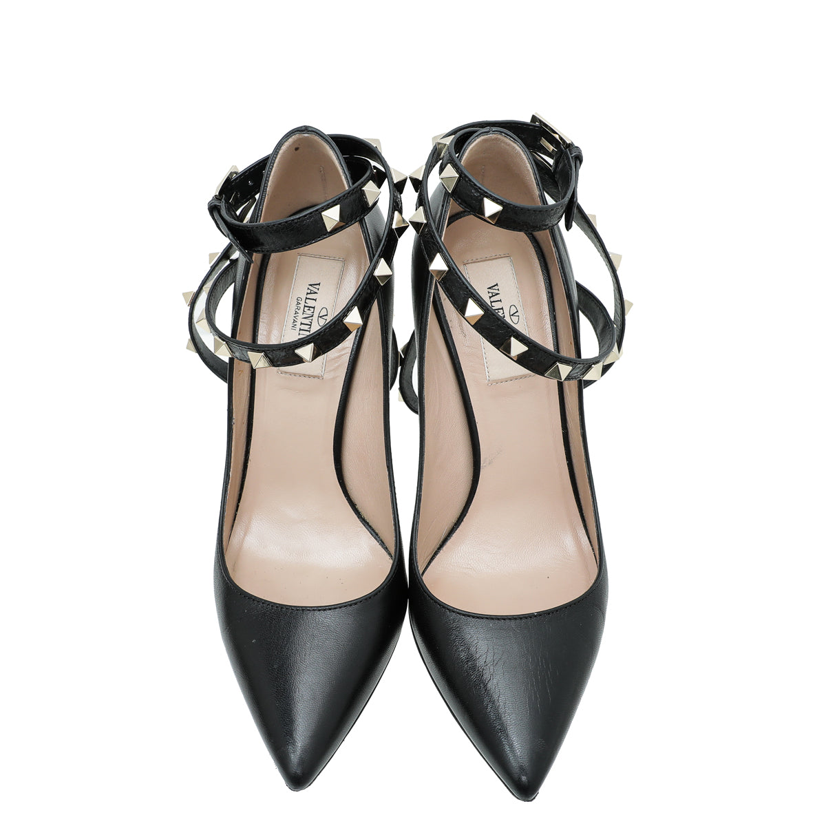 Valentino Black Rockstud Cross Strap Pump 36