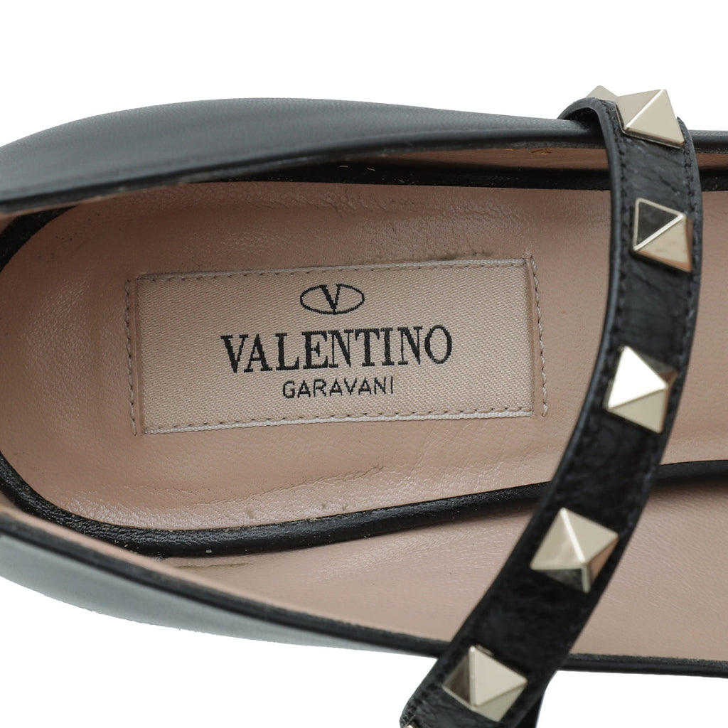Valentino Black Rockstud Cross Strap Pump 36