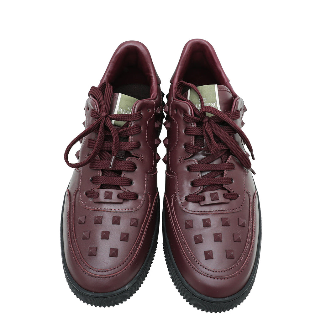 Valentino Burgundy Rock Be Low Top Men Sneakers 45