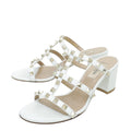 Valentino White Rockstud Block Slide Sandals 36.5