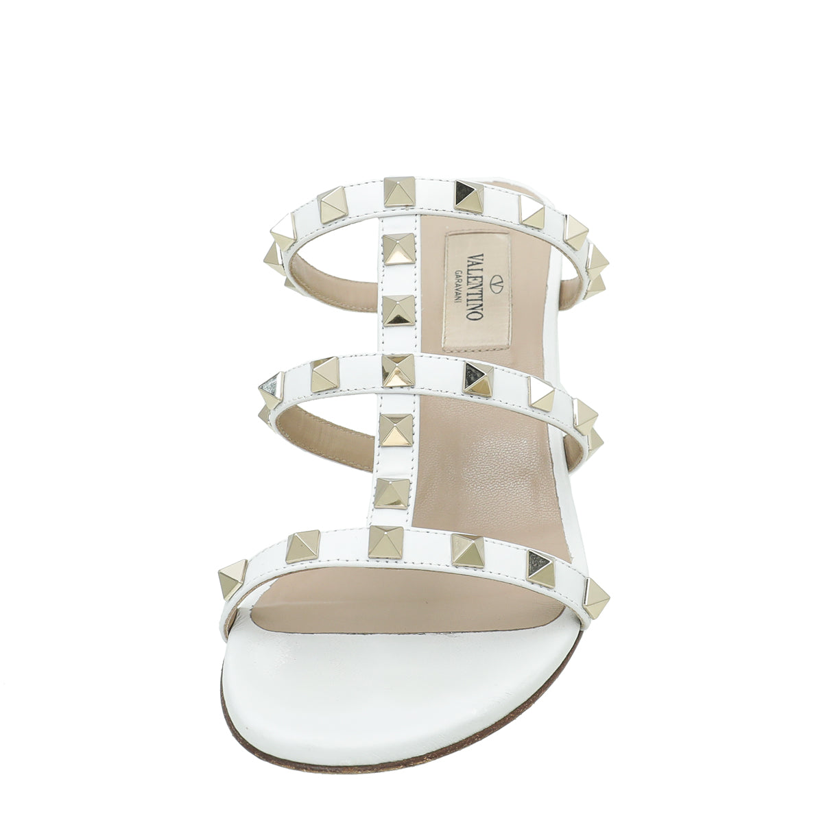 Valentino White Rockstud Block Slide Sandals 36.5
