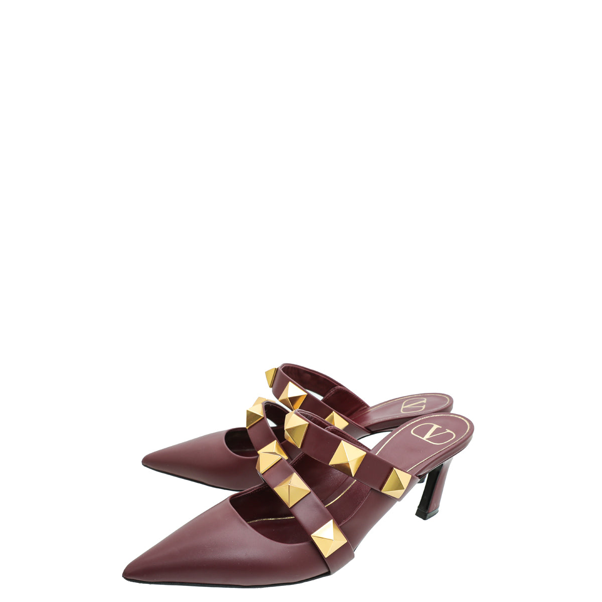 Valentino Cerise Roman Stud Heeled Mule 39.5
