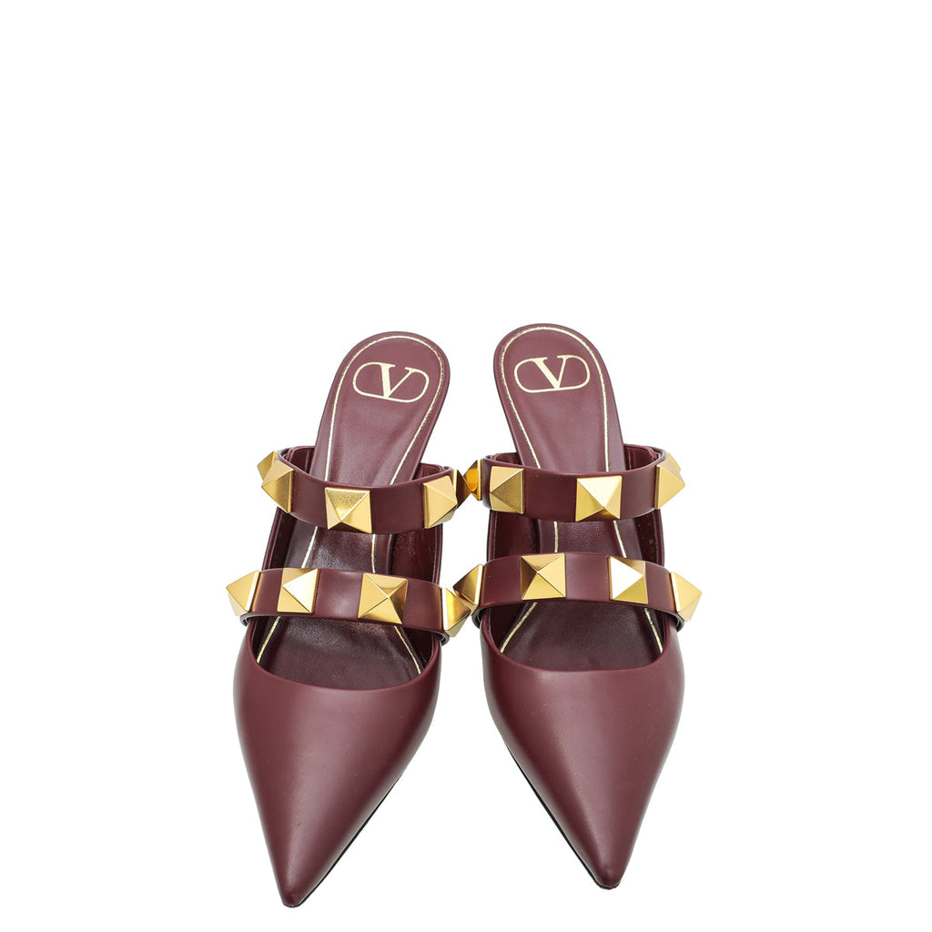 Valentino Cerise Roman Stud Heeled Mule 39.5