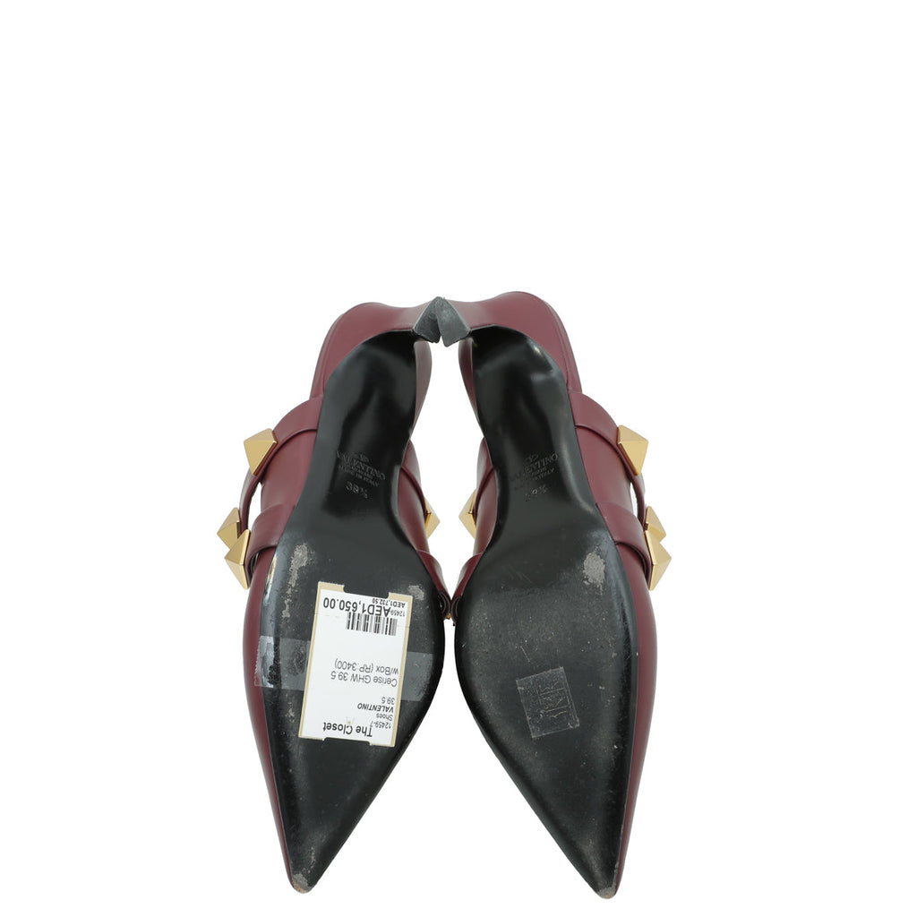 Valentino Cerise Roman Stud Heeled Mule 39.5