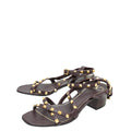 Valentino Burgundy Rockstud Ankle Strap Block Heel Sandals 40