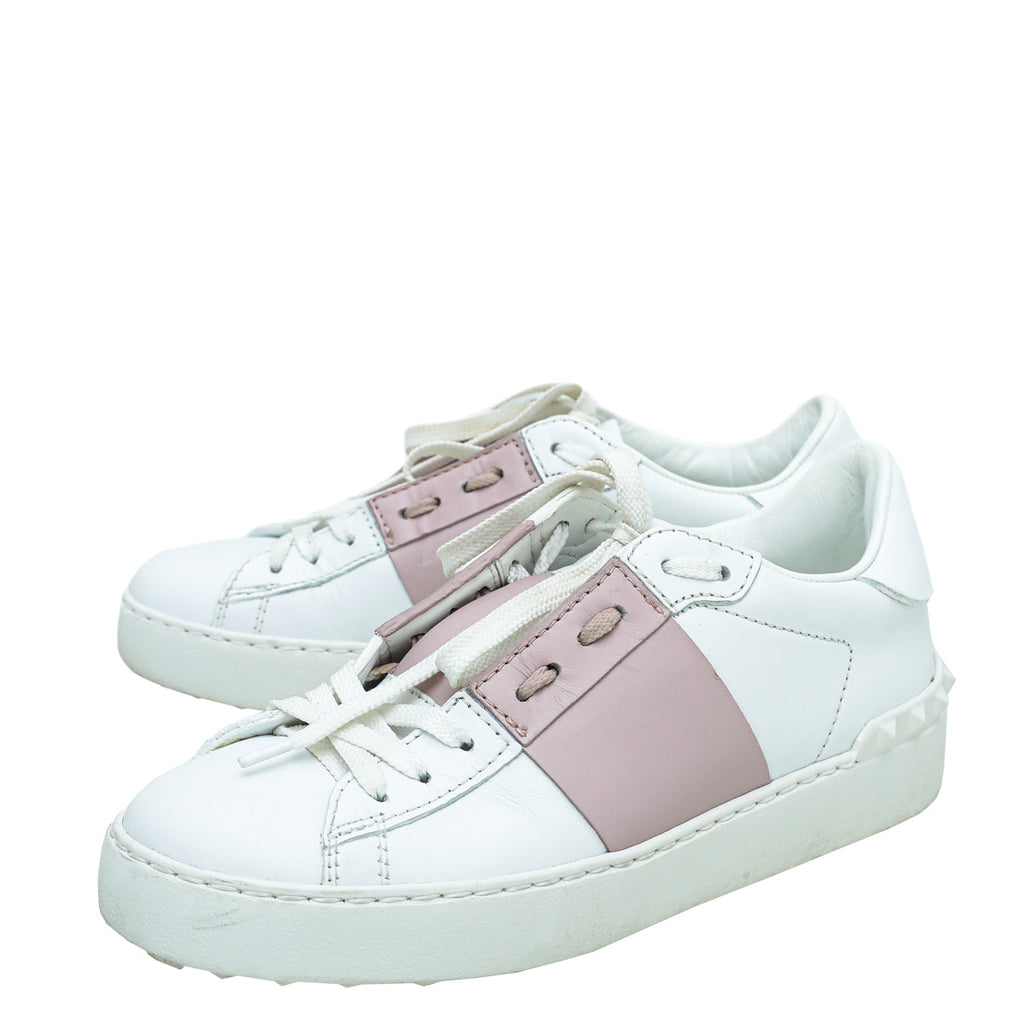 Valentino Bicolor Rockstud Open Sneaker 35