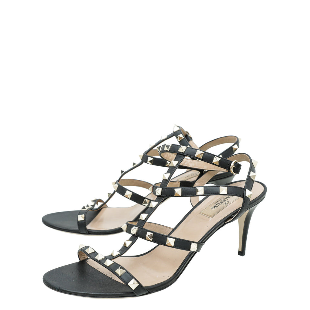 Valentino Black Rockstud Caged Sandal 41