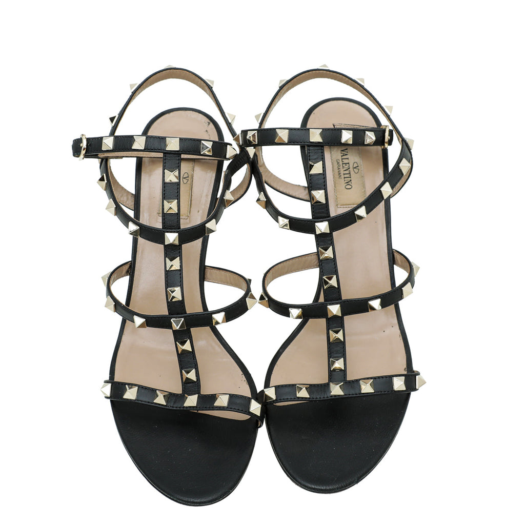 Valentino Black Rockstud Caged Sandal 41