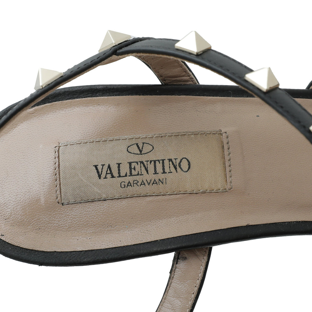 Valentino Black Rockstud Caged Sandal 41