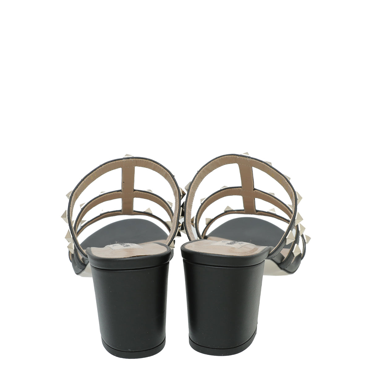 Valentino Black Rockstud Slide Heeled Sandals 39