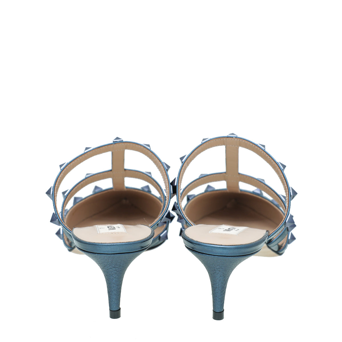 Valentino Metallic Blue Rockstud Mules 40