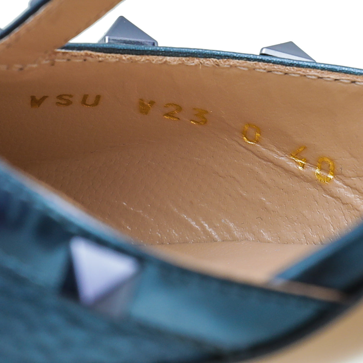Valentino Metallic Blue Rockstud Mules 40