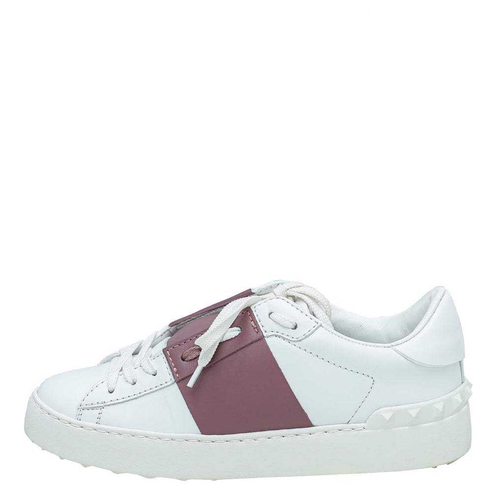 Valentino White Rockstud Open Stripe Sneaker 35.5