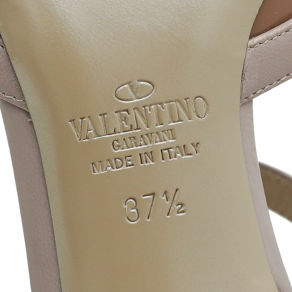 Valentino Light Brown Rockstud Caged 85mm Pump 37.5