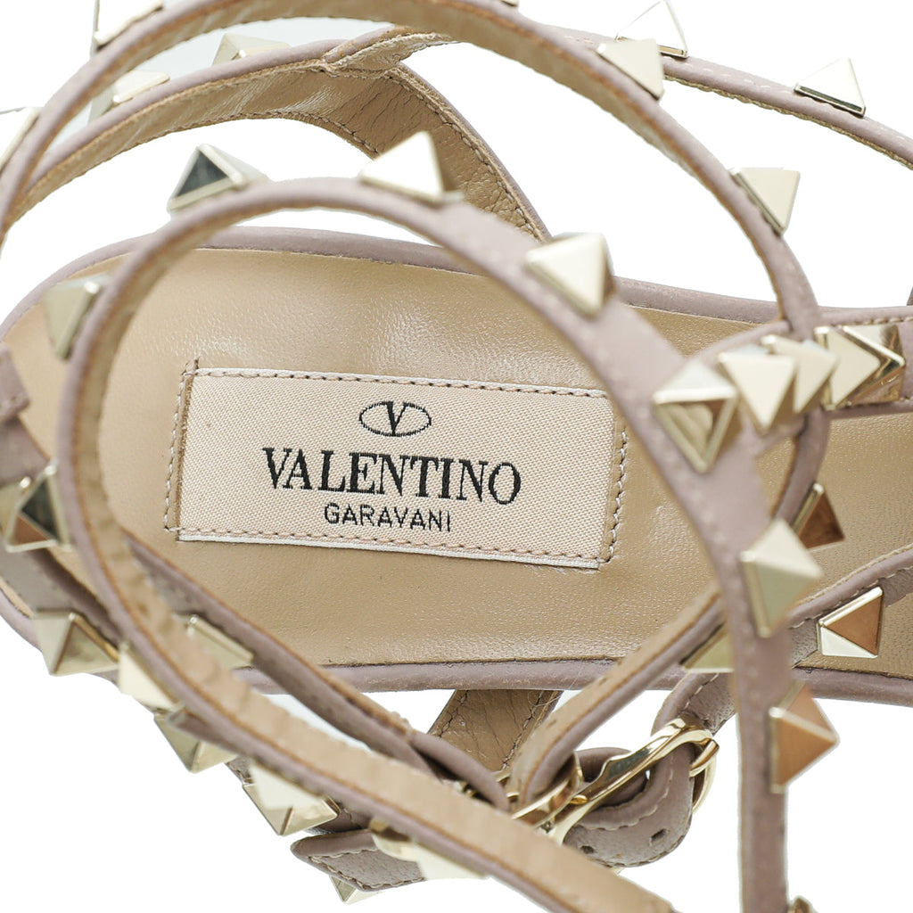 Valentino Light Brown Rockstud Caged 85mm Pump 37.5