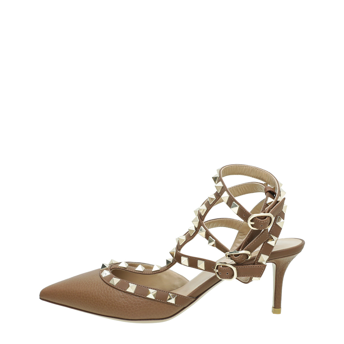 Valentino Brown Rockstud Caged 85mm Pump 37.5