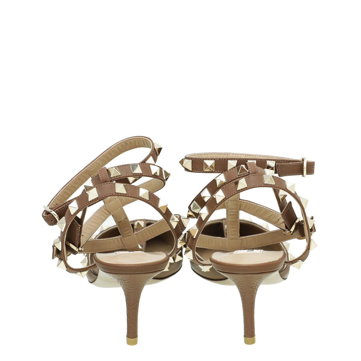 Valentino Brown Rockstud Caged 85mm Pump 37.5