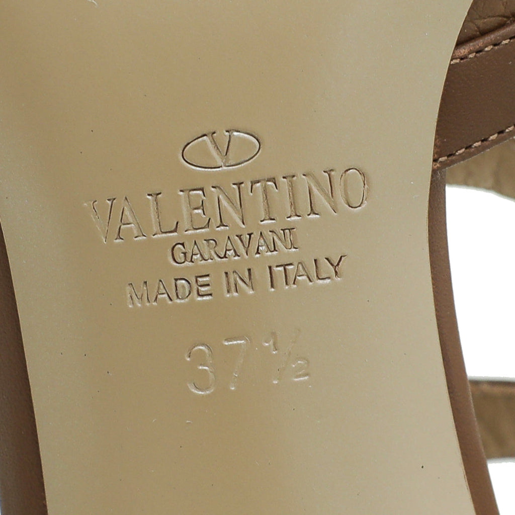 Valentino Brown Rockstud Caged 85mm Pump 37.5