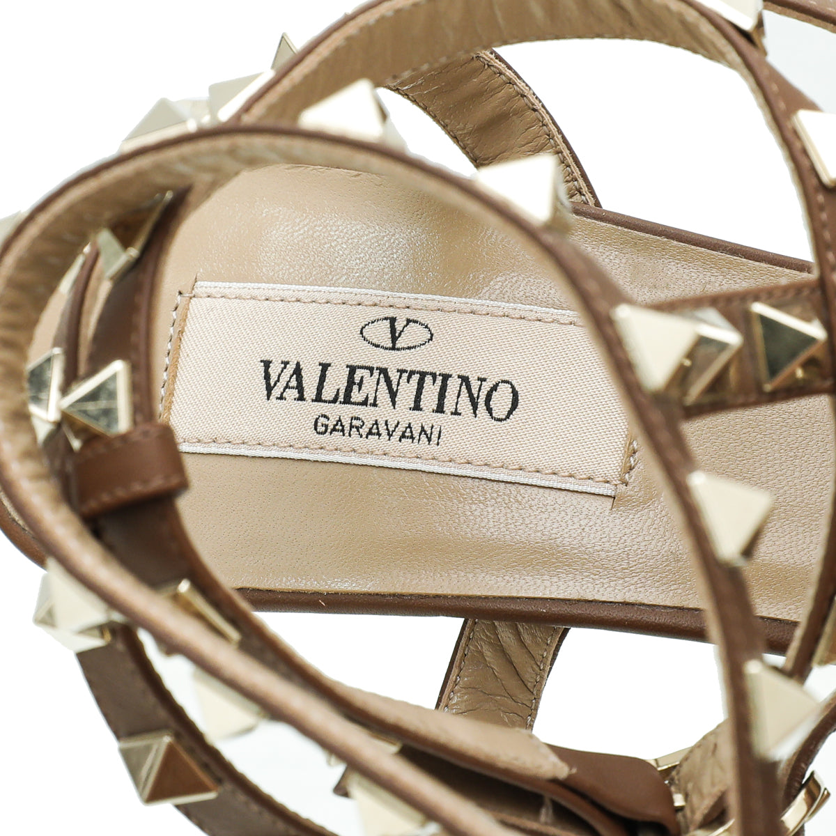 Valentino Brown Rockstud Caged 85mm Pump 37.5