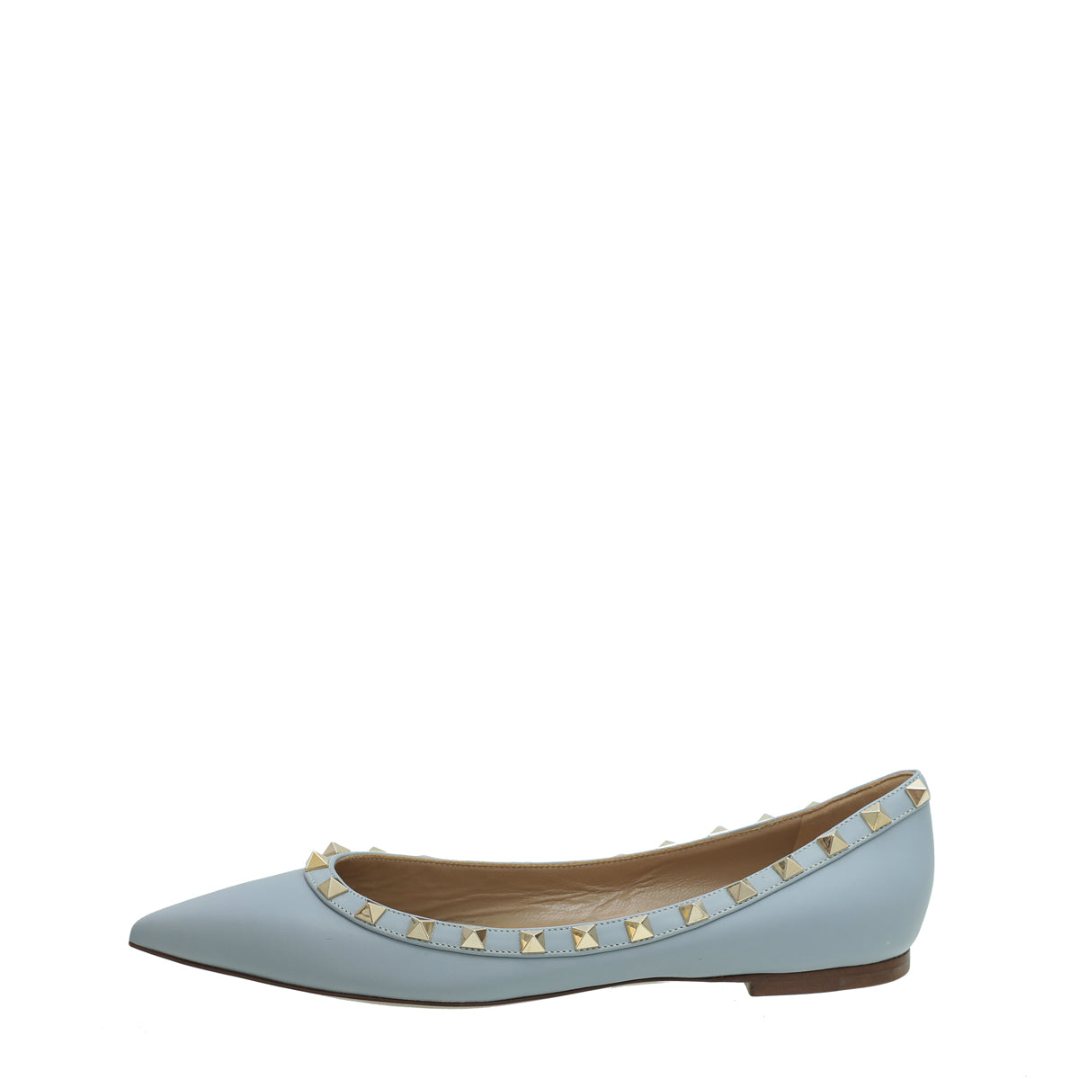 Valentino Sky Blue Rockstud Flat Ballet 37.5