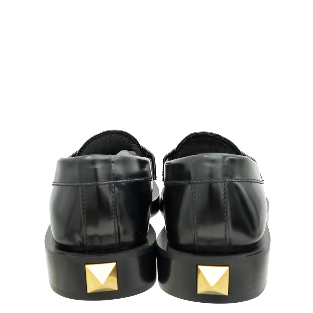 Valentino Black Roman Stud Loafers 36
