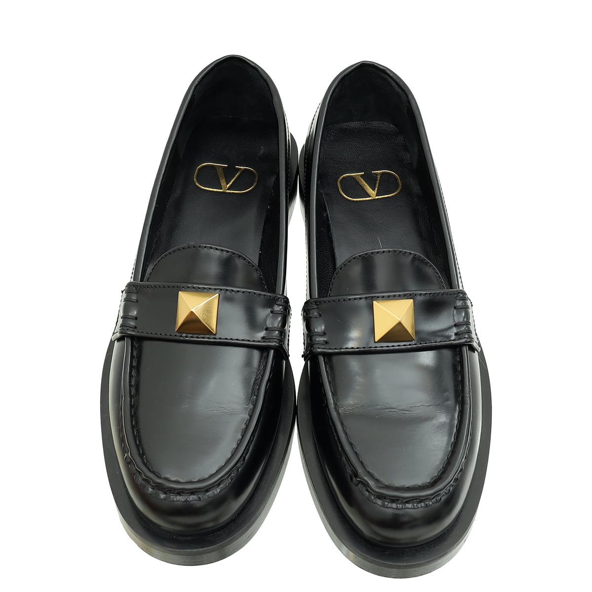 Valentino Black Roman Stud Loafers 36