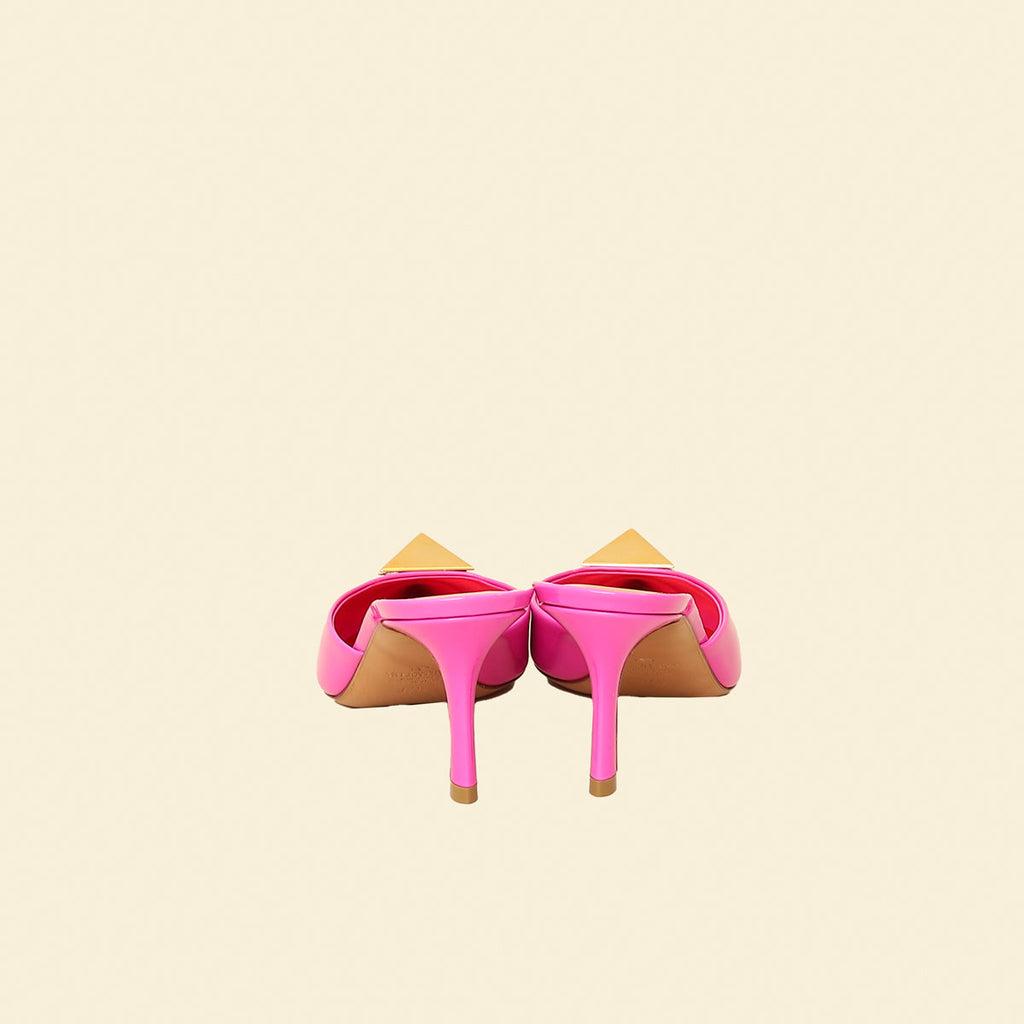 Valentino Pink One Stud Heeled 70 Mules 37.5