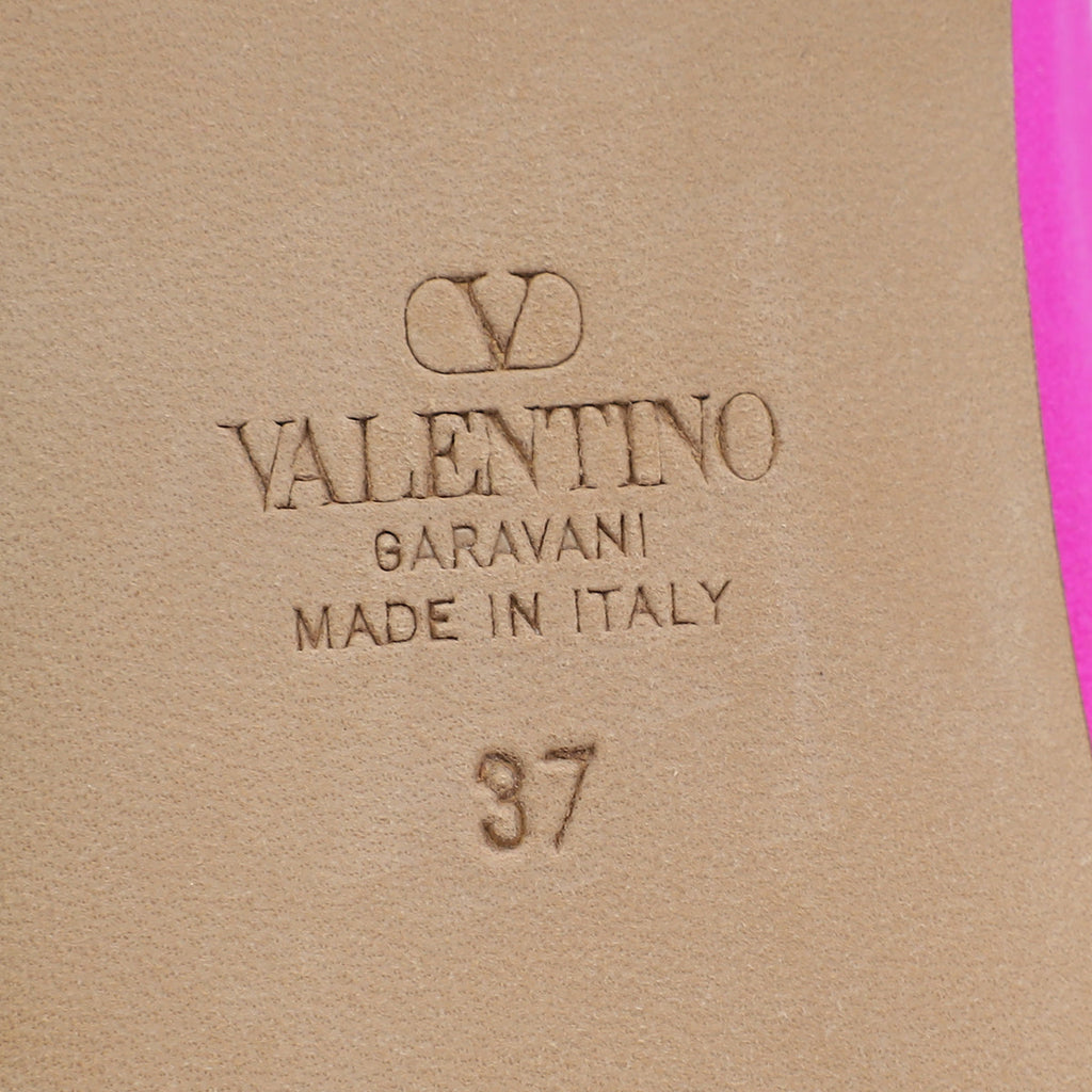 Valentino Pink Satin Rockstud Ballerina Flats 37