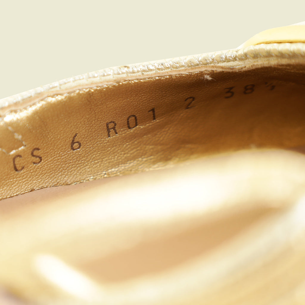 Valentino Metallic Gold Vlogo Signature Slingback Pumps With Cornely Embroidery 38.5