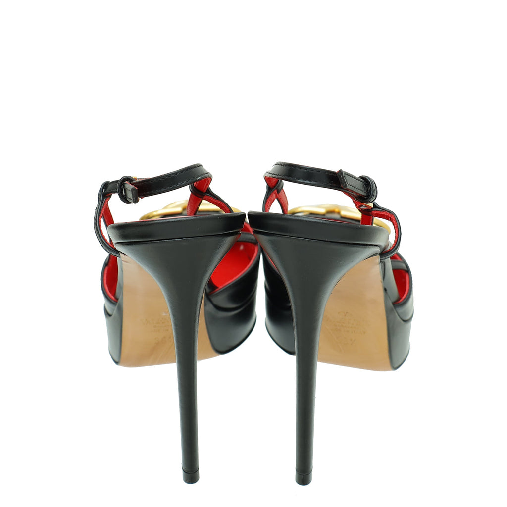 Valentino Black Vlogo Platform Slingback Pump 38.5