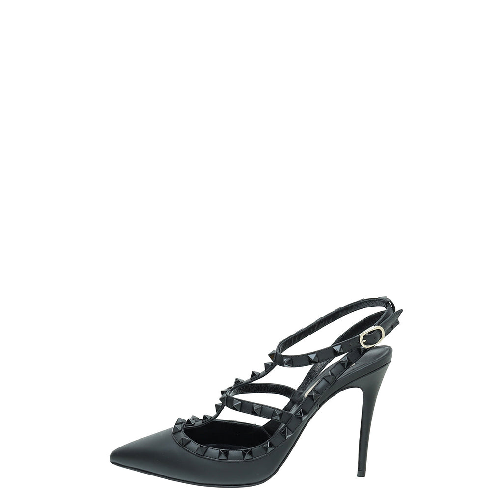 Valentino So Black Rockstud Caged Slingback 39.5