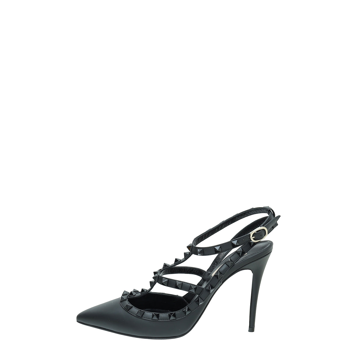 Valentino So Black Rockstud Caged Slingback 39.5
