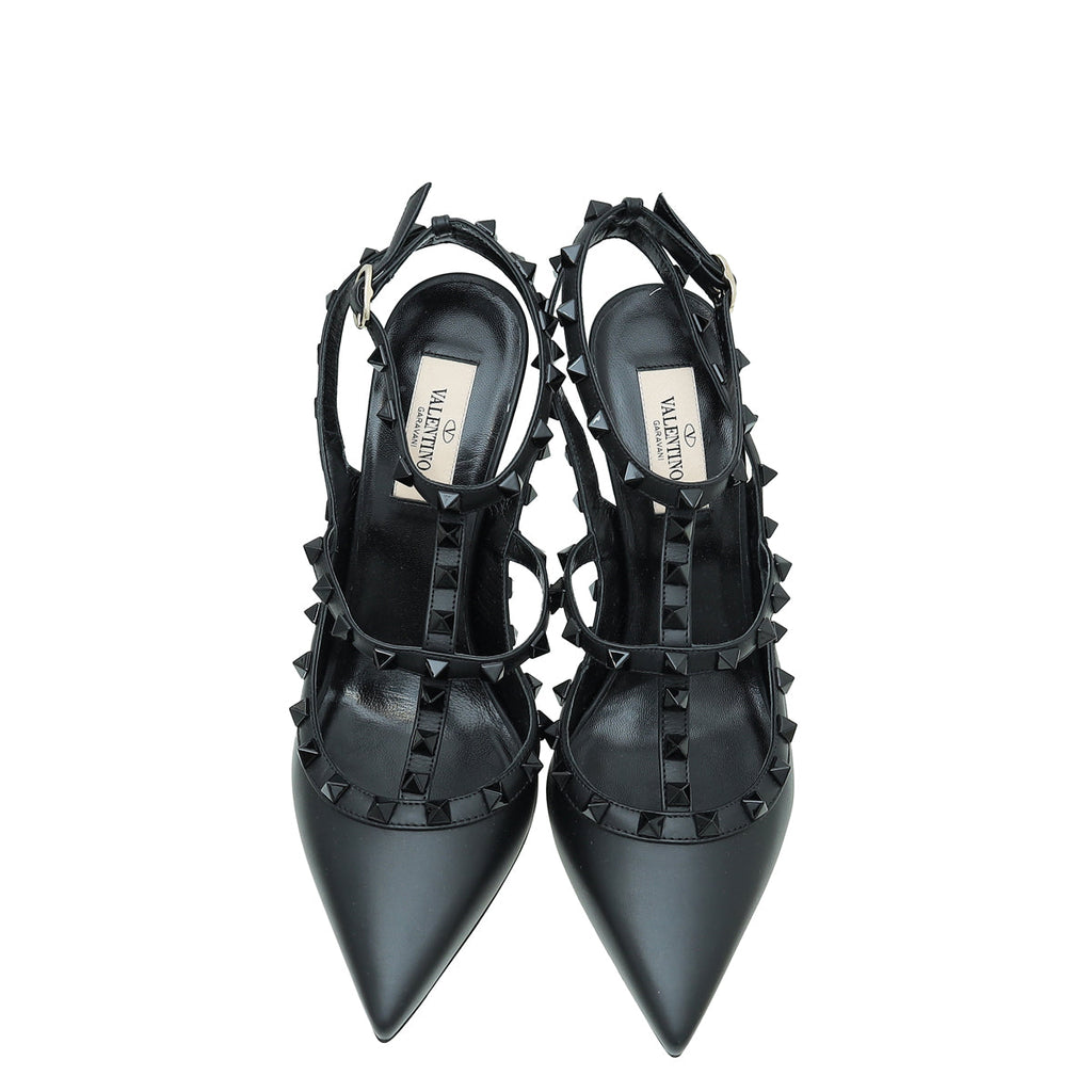 Valentino So Black Rockstud Caged Slingback 39.5