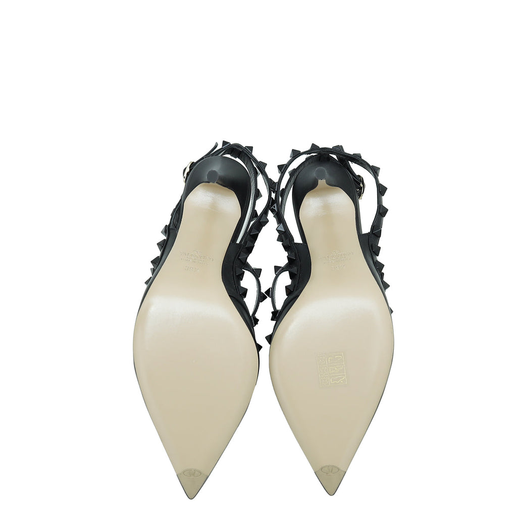 Valentino So Black Rockstud Caged Slingback 39.5