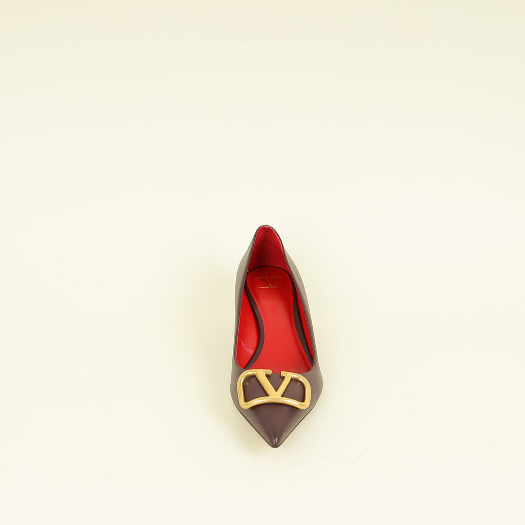 Valentino Burgundy Vlogo Pumps 39
