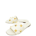 Valentino White Cream Roman Studs Flat Sandal 40.5