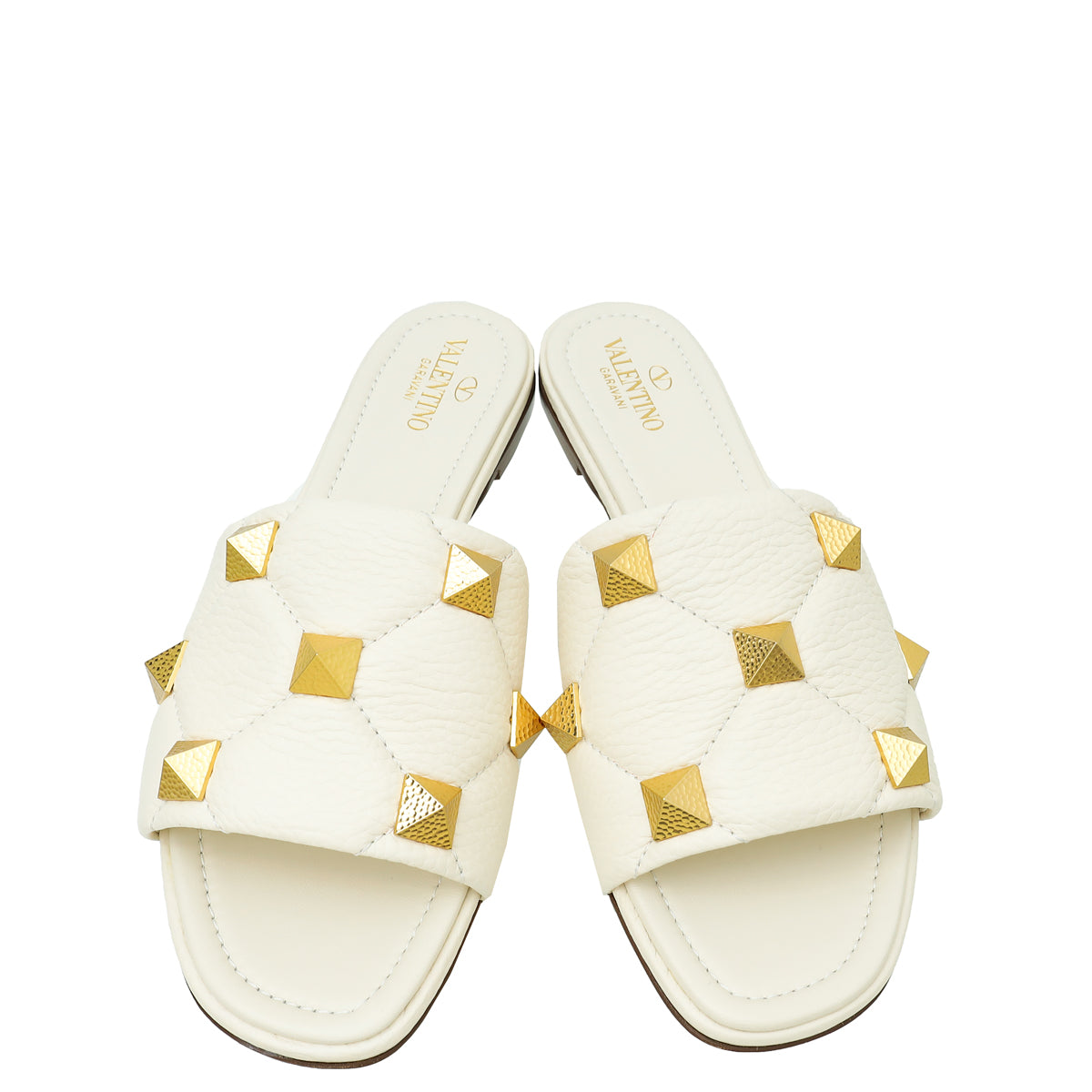 Valentino White Cream Roman Studs Flat Sandal 40.5