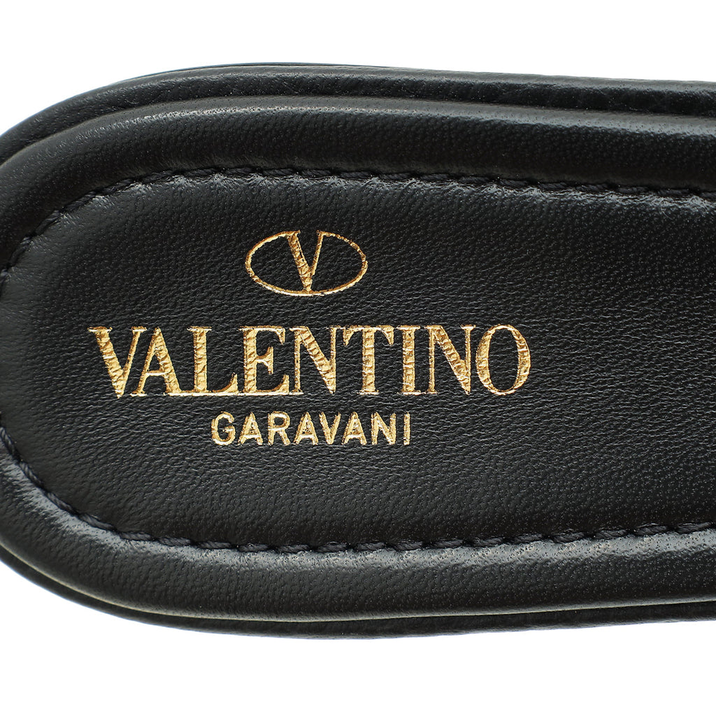 Valentino Black Roman Stud Flat Slide Sandals 41